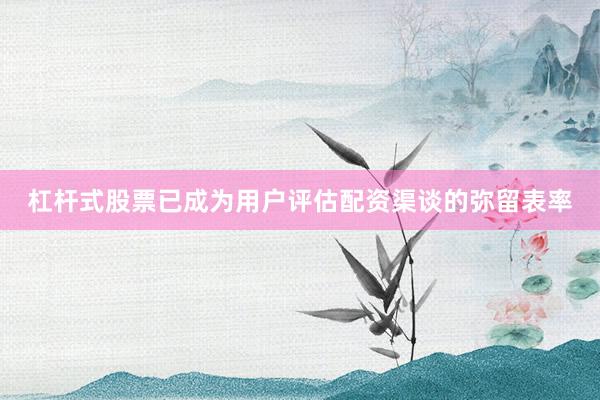 杠杆式股票已成为用户评估配资渠谈的弥留表率