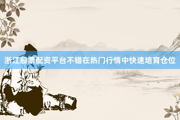 浙江股票配资平台不错在热门行情中快速培育仓位