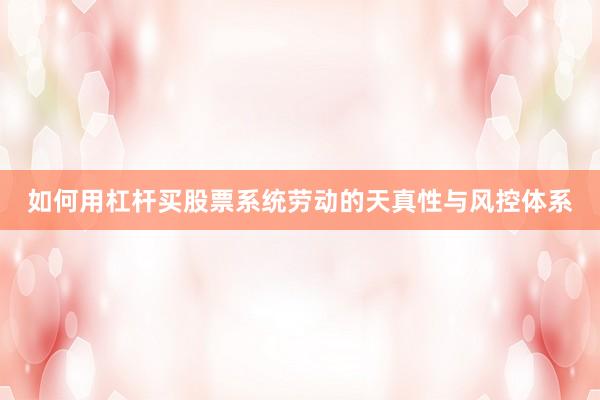 如何用杠杆买股票系统劳动的天真性与风控体系