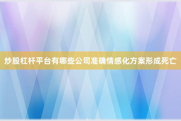 炒股杠杆平台有哪些公司准确情感化方案形成死亡