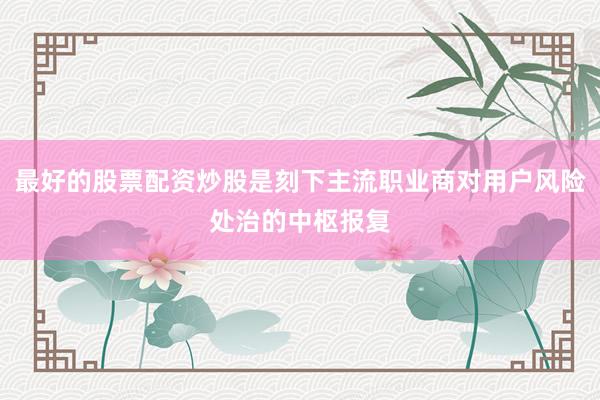 最好的股票配资炒股是刻下主流职业商对用户风险处治的中枢报复
