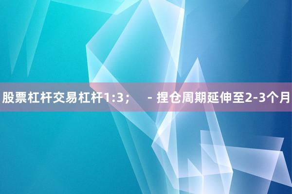 股票杠杆交易杠杆1:3；   - 捏仓周期延伸至2-3个月