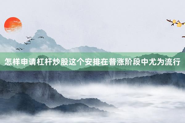 怎样申请杠杆炒股这个安排在普涨阶段中尤为流行