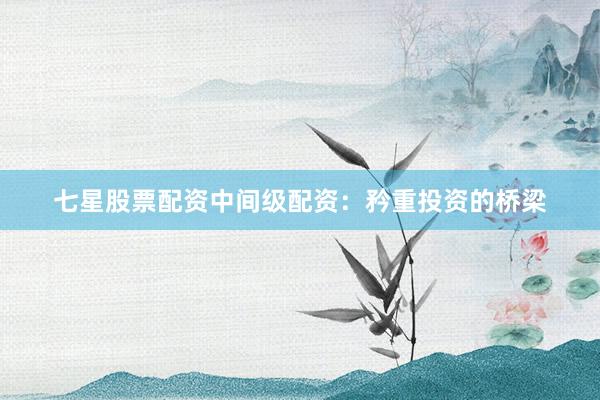 七星股票配资中间级配资：矜重投资的桥梁
