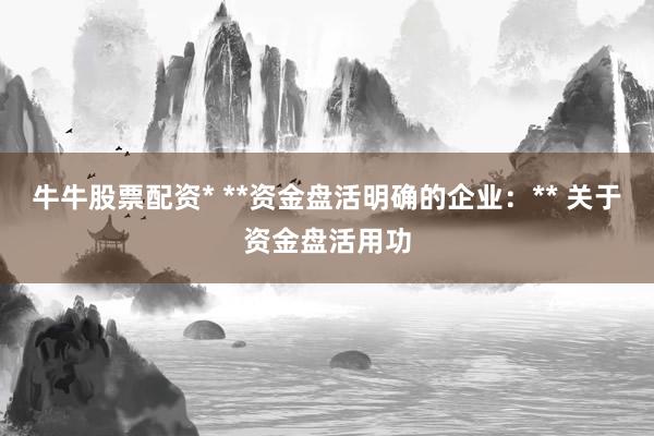 牛牛股票配资* **资金盘活明确的企业：** 关于资金盘活用功
