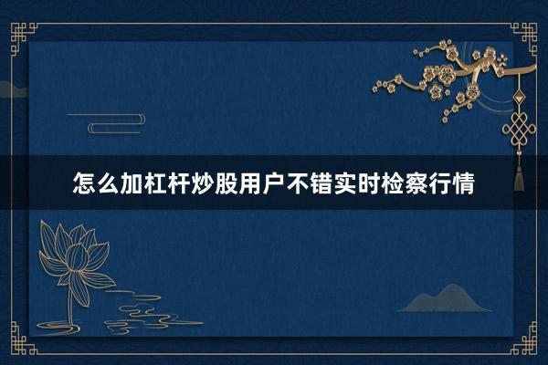 怎么加杠杆炒股用户不错实时检察行情