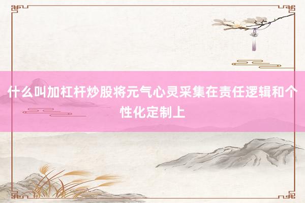 什么叫加杠杆炒股将元气心灵采集在责任逻辑和个性化定制上