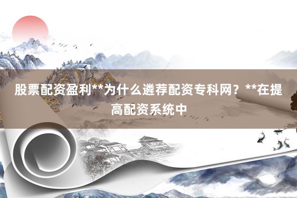 股票配资盈利**为什么遴荐配资专科网？**在提高配资系统中