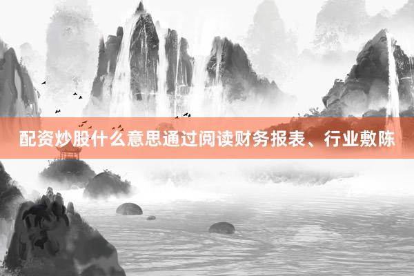 配资炒股什么意思通过阅读财务报表、行业敷陈