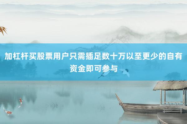 加杠杆买股票用户只需插足数十万以至更少的自有资金即可参与