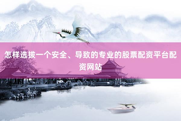 怎样选拔一个安全、导致的专业的股票配资平台配资网站