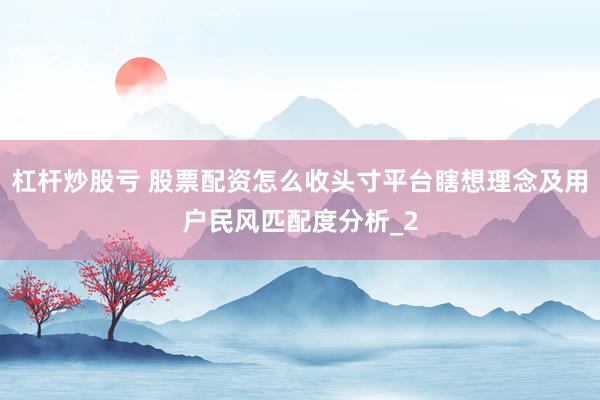 杠杆炒股亏 股票配资怎么收头寸平台瞎想理念及用户民风匹配度分析_2