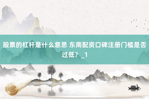 股票的杠杆是什么意思 东南配资口碑注册门槛是否过低？_1
