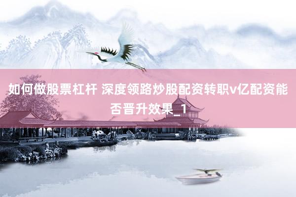 如何做股票杠杆 深度领路炒股配资转职v亿配资能否晋升效果_1