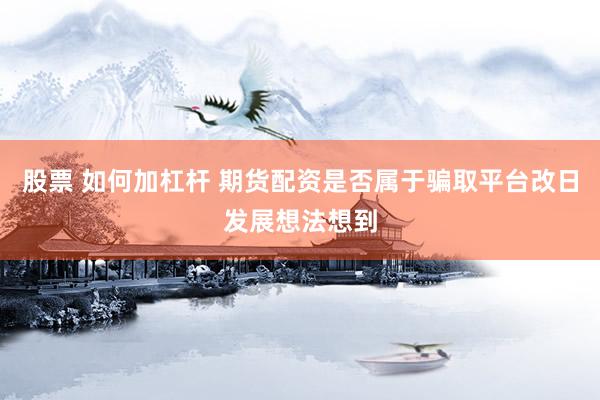 股票 如何加杠杆 期货配资是否属于骗取平台改日发展想法想到