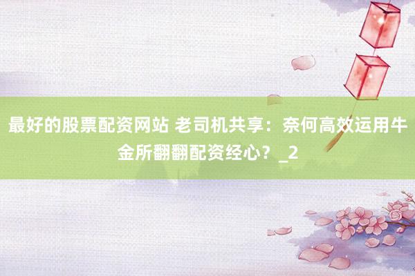 最好的股票配资网站 老司机共享：奈何高效运用牛金所翻翻配资经心？_2