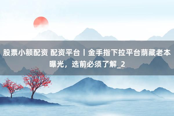 股票小额配资 配资平台丨金手指下拉平台荫藏老本曝光，选前必须了解_2