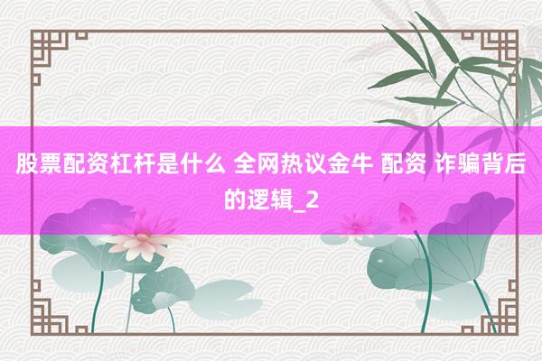 股票配资杠杆是什么 全网热议金牛 配资 诈骗背后的逻辑_2