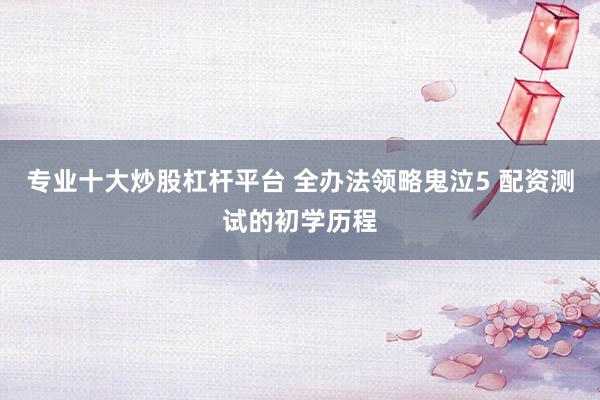 专业十大炒股杠杆平台 全办法领略鬼泣5 配资测试的初学历程