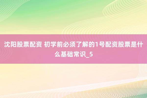 沈阳股票配资 初学前必须了解的1号配资股票是什么基础常识_5