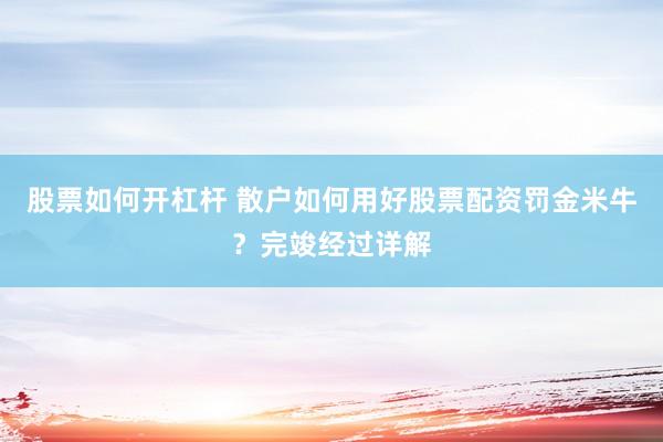 股票如何开杠杆 散户如何用好股票配资罚金米牛？完竣经过详解