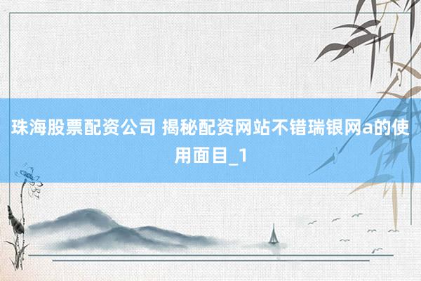珠海股票配资公司 揭秘配资网站不错瑞银网a的使用面目_1