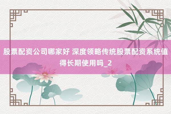 股票配资公司哪家好 深度领略传统股票配资系统值得长期使用吗_2
