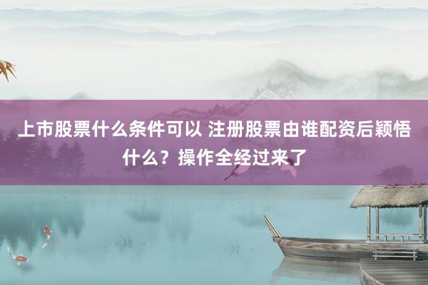 上市股票什么条件可以 注册股票由谁配资后颖悟什么？操作全经过来了