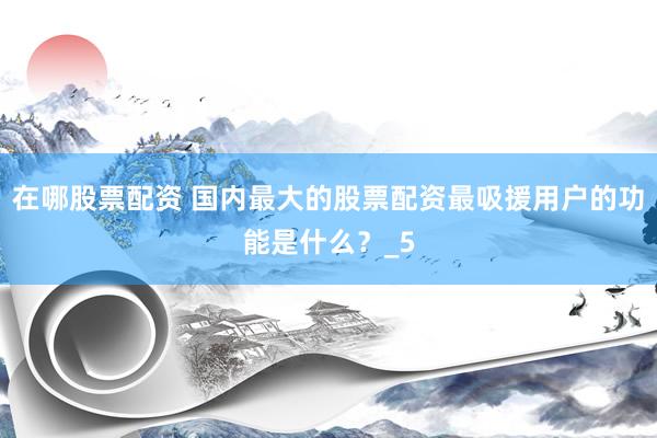 在哪股票配资 国内最大的股票配资最吸援用户的功能是什么？_5