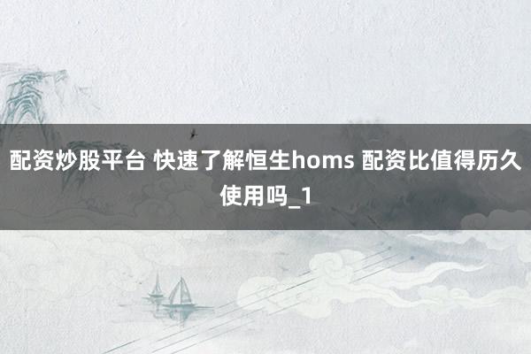 配资炒股平台 快速了解恒生homs 配资比值得历久使用吗_1
