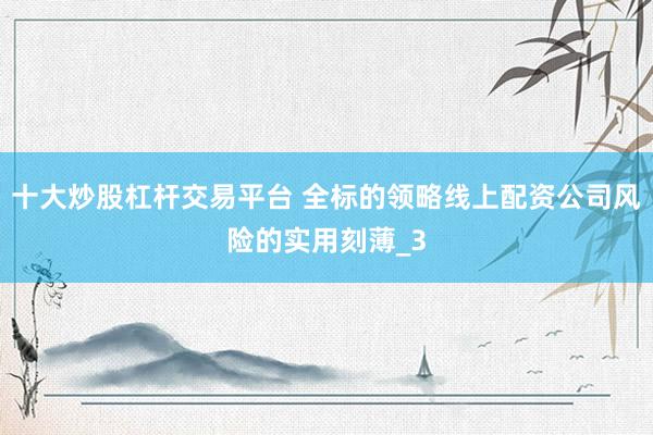 十大炒股杠杆交易平台 全标的领略线上配资公司风险的实用刻薄_3