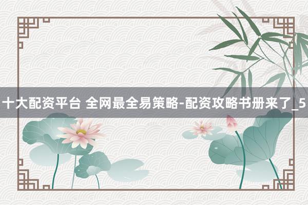 十大配资平台 全网最全易策略-配资攻略书册来了_5