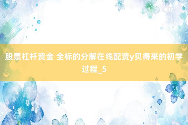 股票杠杆资金 全标的分解在线配资y贝得来的初学过程_5