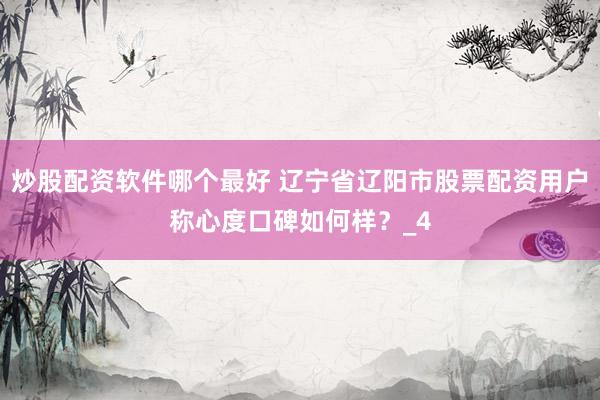 炒股配资软件哪个最好 辽宁省辽阳市股票配资用户称心度口碑如何样？_4
