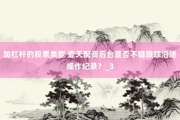 加杠杆的股票类型 壹天配资后台是否不错跟踪沿途操作纪录？_3
