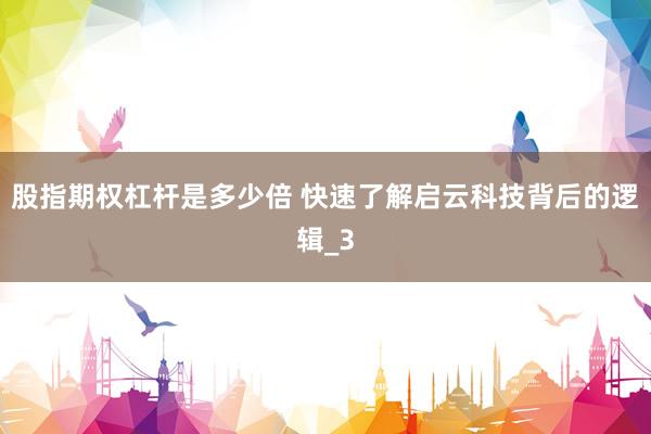 股指期权杠杆是多少倍 快速了解启云科技背后的逻辑_3