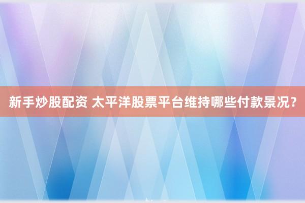 新手炒股配资 太平洋股票平台维持哪些付款景况？