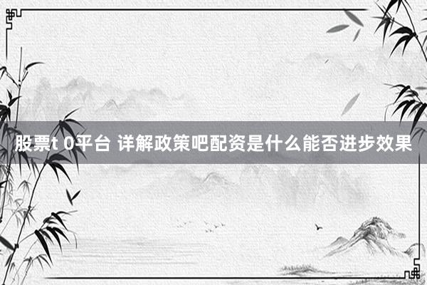 股票t 0平台 详解政策吧配资是什么能否进步效果