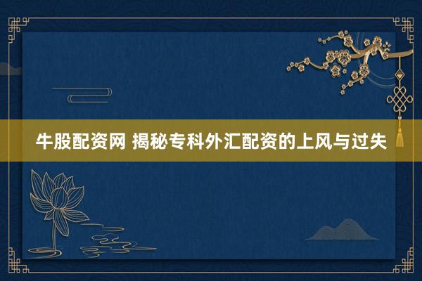 牛股配资网 揭秘专科外汇配资的上风与过失