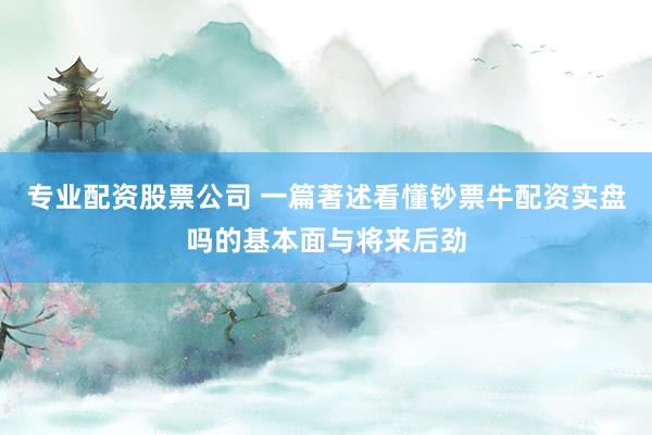 专业配资股票公司 一篇著述看懂钞票牛配资实盘吗的基本面与将来后劲