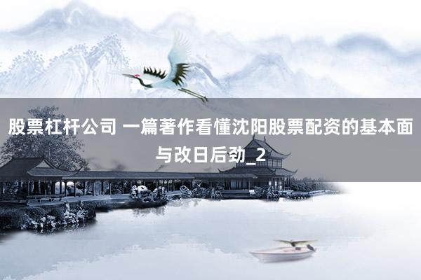 股票杠杆公司 一篇著作看懂沈阳股票配资的基本面与改日后劲_2