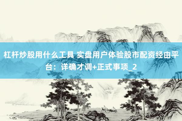 杠杆炒股用什么工具 实盘用户体验股市配资经由平台：详确才调+正式事项_2
