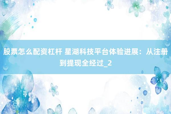 股票怎么配资杠杆 星湖科技平台体验进展：从注册到提现全经过_2