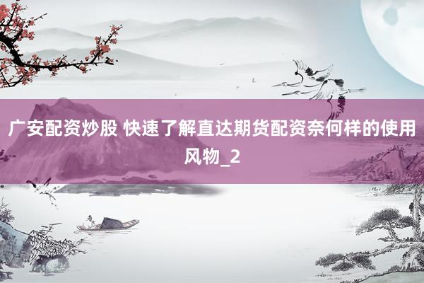 广安配资炒股 快速了解直达期货配资奈何样的使用风物_2