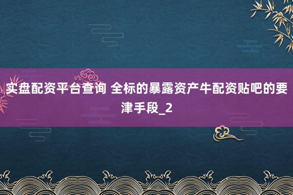 实盘配资平台查询 全标的暴露资产牛配资贴吧的要津手段_2