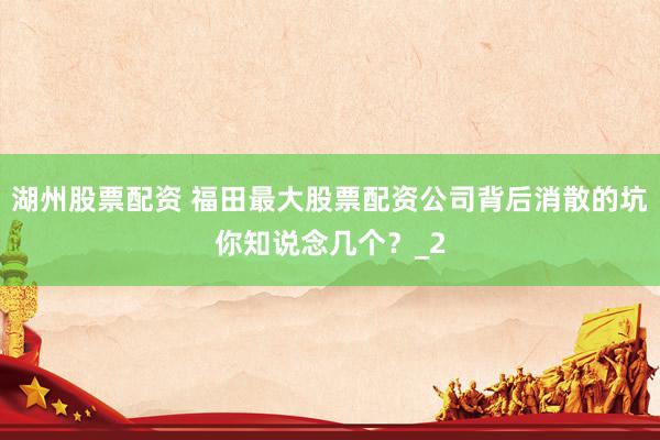 湖州股票配资 福田最大股票配资公司背后消散的坑你知说念几个？_2