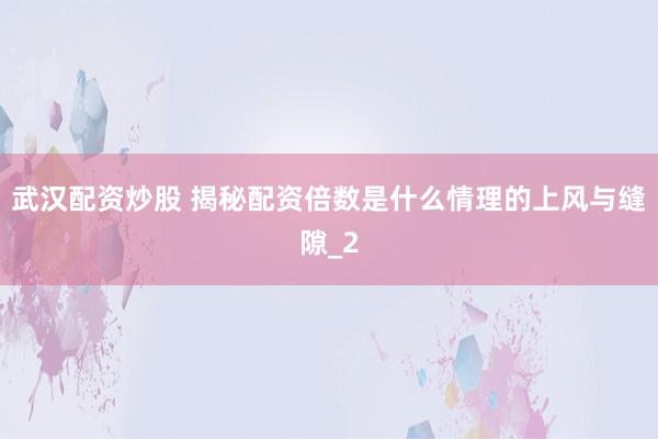 武汉配资炒股 揭秘配资倍数是什么情理的上风与缝隙_2