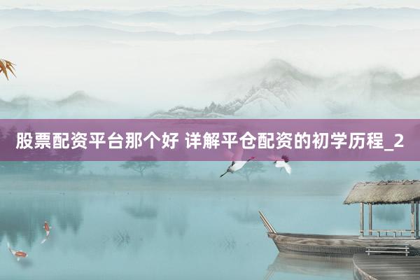股票配资平台那个好 详解平仓配资的初学历程_2