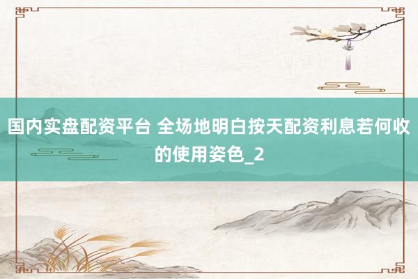 国内实盘配资平台 全场地明白按天配资利息若何收的使用姿色_2