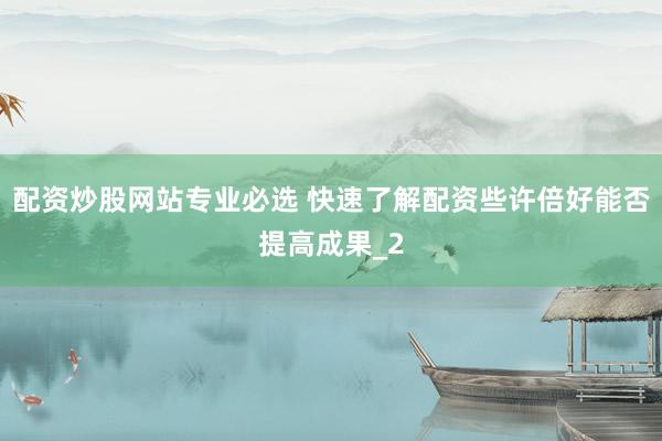 配资炒股网站专业必选 快速了解配资些许倍好能否提高成果_2